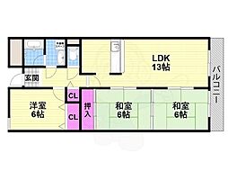 メゾン・ド・ボヌール 3LDKの間取図画像