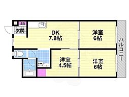 ハイツ西川 3DKの間取図画像