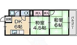 吉川マンション 2DKの間取図画像