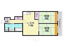 エレガントライフ忍が丘ナカタ第6ハイツ 2LDKの間取図画像