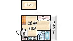 トモエハイツ5号館 ワンルームの間取図画像