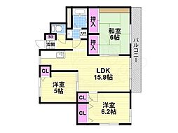 イーストマンション 2LDKの間取図画像