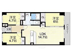 戴慶カーサグラシア 3LDKの間取図画像