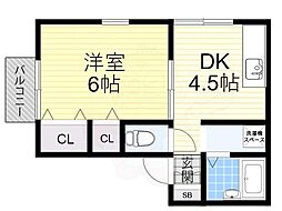 ヴィラコンフォート2 1DKの間取図画像