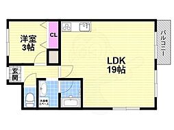 マンションウエストプラザ 1LDKの間取図画像