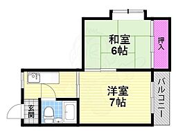 プレアール太子田 2Kの間取図画像