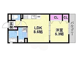 ピレーネ北条V 1LDKの間取図画像