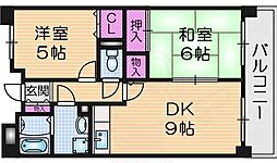 グレイシィーK.Y 2DKの間取図画像