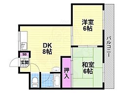 メゾン・ド・バンブー 2DKの間取図画像