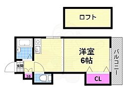 グレード1住道 1Kの間取図画像