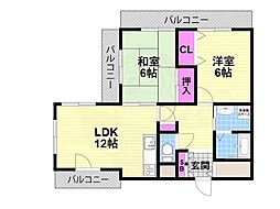 ルルド今米 2LDKの間取図画像