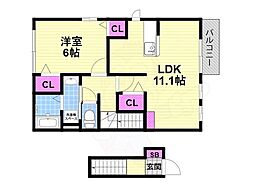 メゾン・フローラ 1LDKの間取図画像