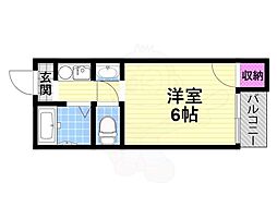 メゾン三栄 ワンルームの間取図画像
