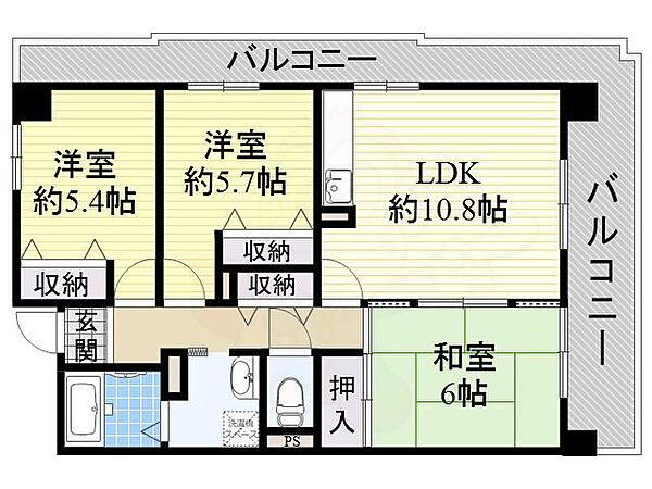 フクエイ中之島 ｜大阪府大阪市北区中之島６丁目(賃貸マンション3LDK・8階・64.92㎡)の写真 その2