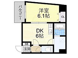 ES-Grande Minamimorimachi 1階1DKの間取り