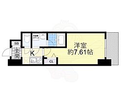 ブランシエスタ天満 9階1Kの間取り