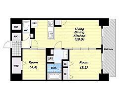 アーバネックス梅田中崎町2 5階2LDKの間取り