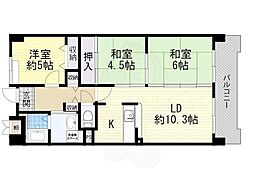 アメニティ江戸堀 13階3LDKの間取り
