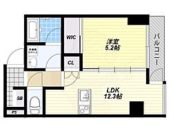 Fortunato扇町 3階1LDKの間取り