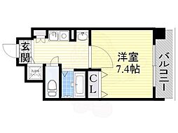 レジュールアッシュ梅田イースト 4階1Kの間取り