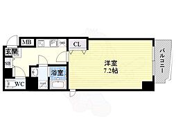 W-STYLE大阪天満宮 14階1Kの間取り