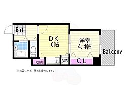 ストークマンション土佐堀 1DKの間取図画像