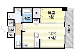 プレサンス扇町駅前 1LDKの間取図画像