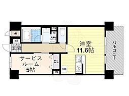 ブルフォルトゥーナ扇町 ワンルームの間取図画像