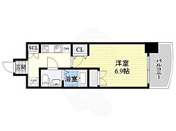 セレニテ福島シェルト 1Kの間取図画像