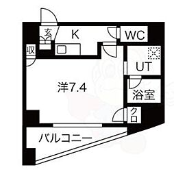 WINBELL同心一丁目 1Kの間取図画像