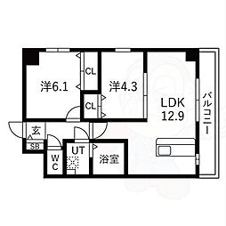 ParkHills安堂寺町 2LDKの間取図画像