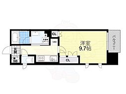 パークアクシス大阪新町 1Kの間取図画像
