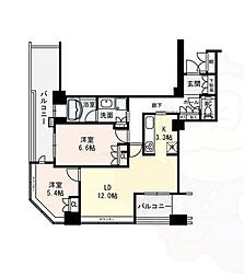ディーグラフォート大阪N.Y.タワーHIGOBASHI 2LDKの間取図画像