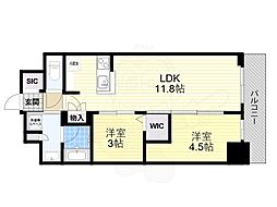アーバネックス南森町WEST 2LDKの間取図画像