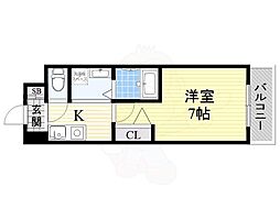 嵜本レジデンス福島 1Kの間取図画像
