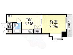 シティコート東扇町 1DKの間取図画像