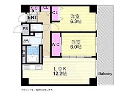 RESIDIA西天満 2LDKの間取図画像