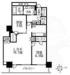 阿波座ライズタワーズフラッグ46 2LDKの間取図画像