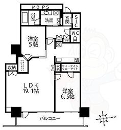 阿波座ライズタワーズフラッグ46 2LDKの間取図画像