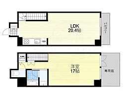 クリスタルブライト天満橋リバーサイド 1LDKの間取図画像