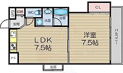 晋栄一番館 1LDKの間取図画像