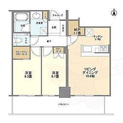 グランドメゾン新梅田タワー 2LDKの間取図画像
