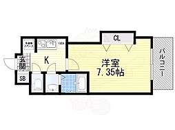 Luxe天神橋 1Kの間取図画像