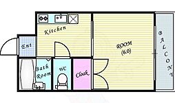 エステート野田 1Kの間取図画像