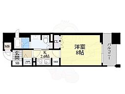 リーガル靱公園南 1Kの間取図画像