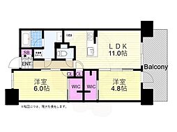 リビオレゾン梅田カサーレ 2LDKの間取図画像