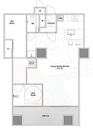 ザ・梅田タワー 1LDKの間取図画像