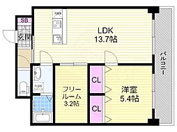 アプリーレ中之島 1SLDKの間取図画像