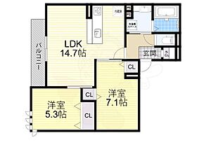 大阪府大阪市住吉区万代４丁目（賃貸アパート2LDK・2階・61.82㎡） その2