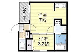 JR阪和線 杉本町駅 徒歩5分の賃貸アパート 3階1DKの間取り